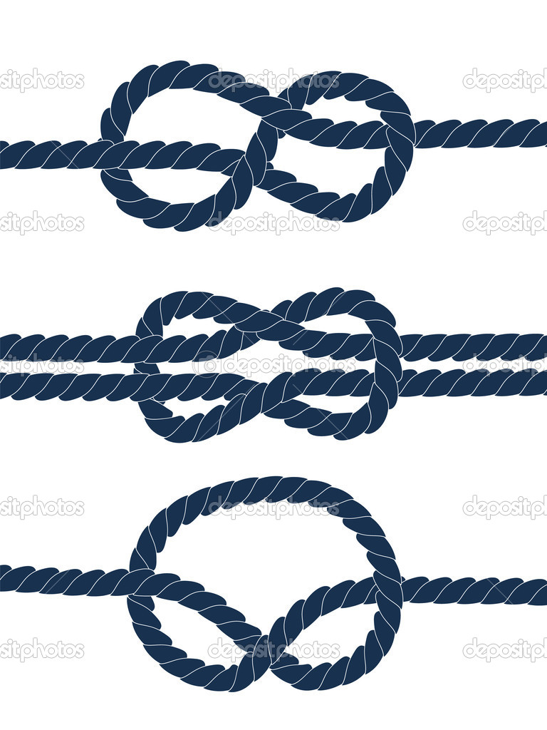 Nautical Blue Knots On White Background Vector   Stock Illustration
