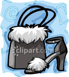 Purse With Fur Trim And A Matching Shoe Royalty Free Clipart Picture