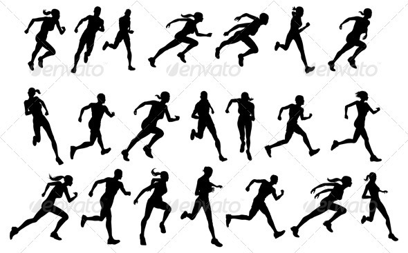 Runners Running Silhouettes   People Characters