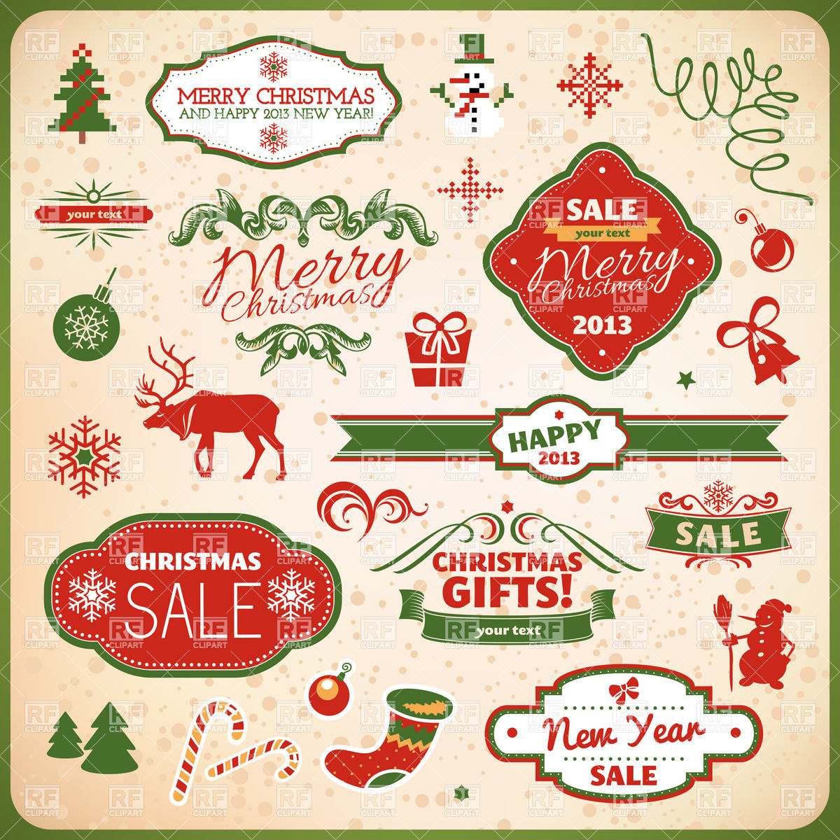 Set Of Buy Sale Christmas Advertising Banners And Labels And Design    