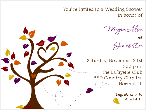 Shop Our Store   Love Birds In A Tree Fall Bridal Shower Invitations