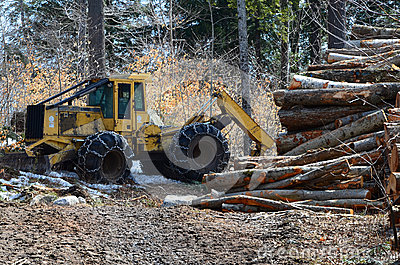 Stock Photo  Logging Skidder And Logs
