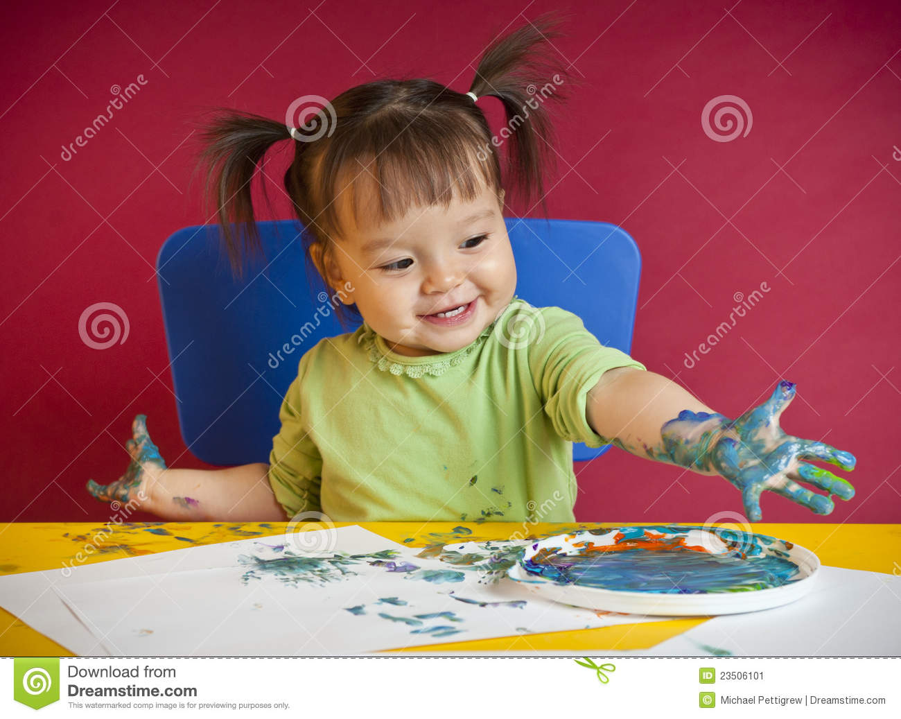 Toddler Finger Painting Stock Image   Image  23506101