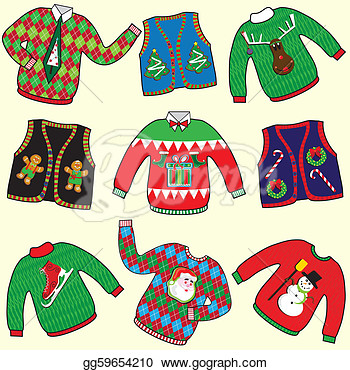 Ugly Christmas Sweaters And Vests Clip Art  Clipart Drawing Gg59654210