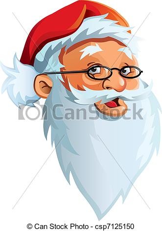 Vector Clipart Of Santa Claus Face   Smiling Cheerful Face Of Santa    
