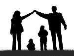 Vector Silhouette Family House Silhouette Family Over Vintage