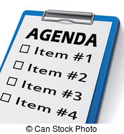 Agenda Clipboard With Check Boxes Marked For Item One Two   