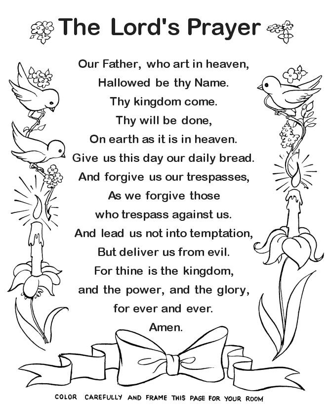Bible Printables  Lord S Prayer Coloring Pages   The Lords Prayer Text