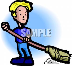 Boy Sweeping The Floor Clipart Image 