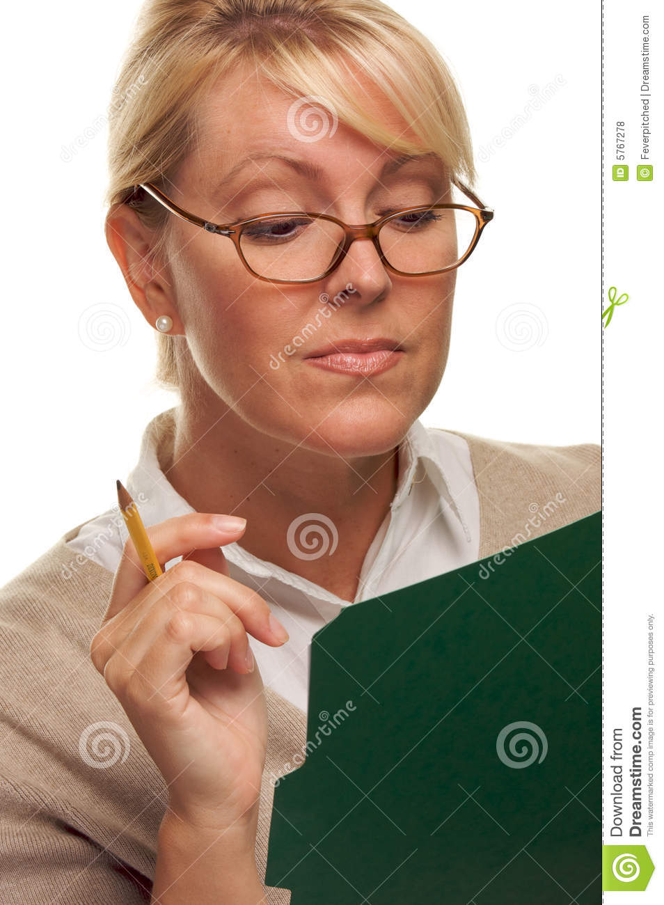 Clever Girl Reads A File Royalty Free Stock Photos   Image  5767278
