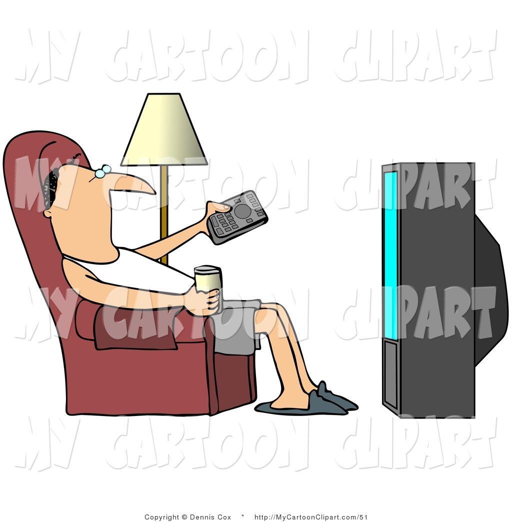 Clip Art Of A Relaxing Man Slouching In A Chair With A Canned Beverage
