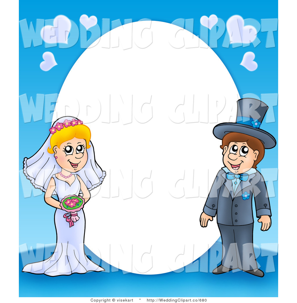     Clipart Of A Wedding Frame Border Of A Couple And Hearts Around White