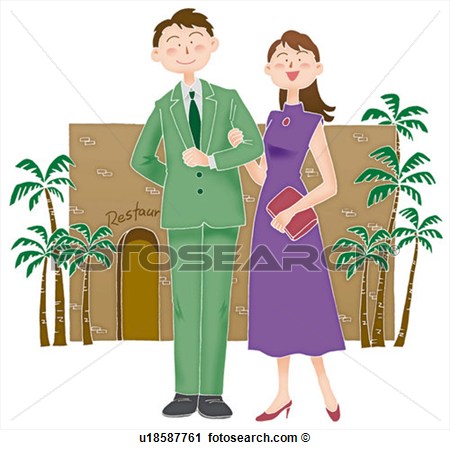 Clipart   Young Man And Woman Going Out Illustration  Fotosearch