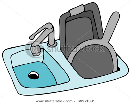 Clipartan Image Of A Kitchen Sink With Dirty Dishes Vector Clip Art    