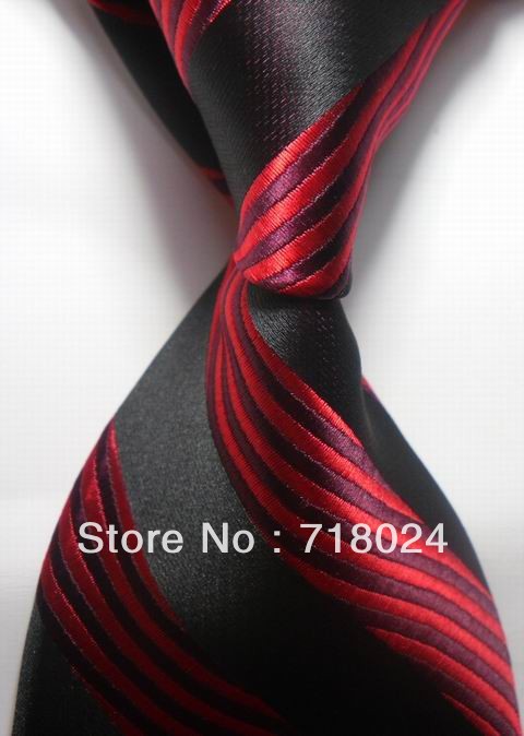 Cool Red Black Stripe Tie Classic Woven Men S Suits Neckties In Ties