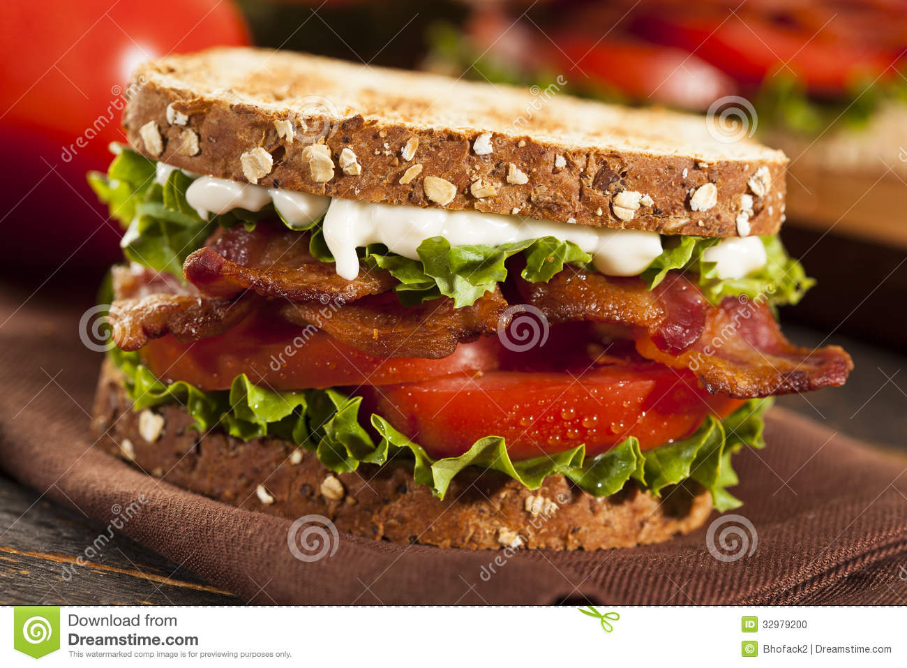 Fresh Homemade Blt Sandwich With Bacon Lettuce And Tomato 