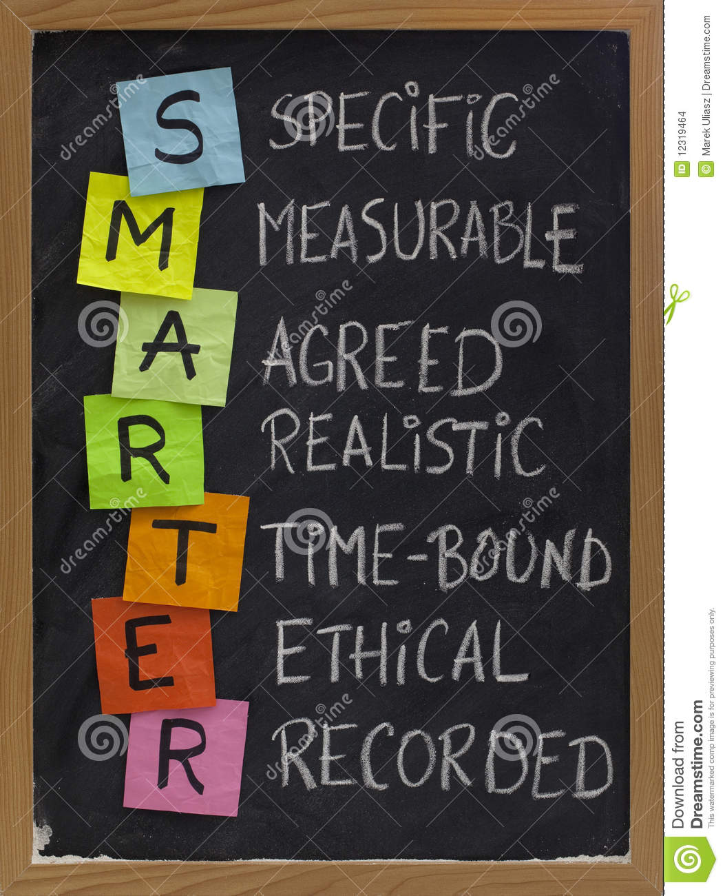 Goal Setting Approach White Chalk Handwriting Colorful Sticky Notes
