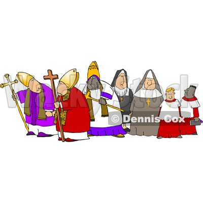 Group Of Religious Nuns And Bishops Clipart   Djart 4265