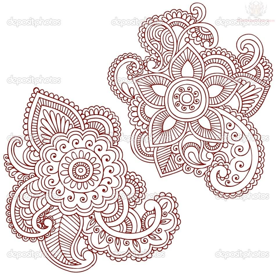 Henna Flower Paisley Pattern Tattoo Design