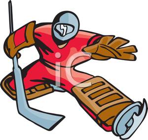 Hockey Player Defending The Goal   Royalty Free Clipart Picture