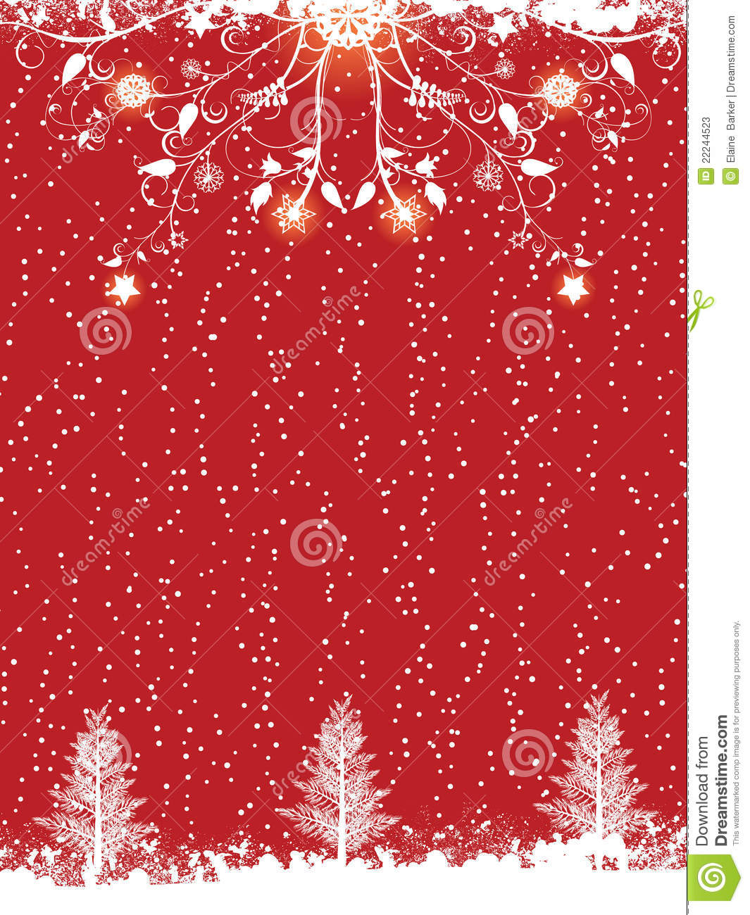 Red Winter Flourish And Christmas Tree Background Stock Photos   Image