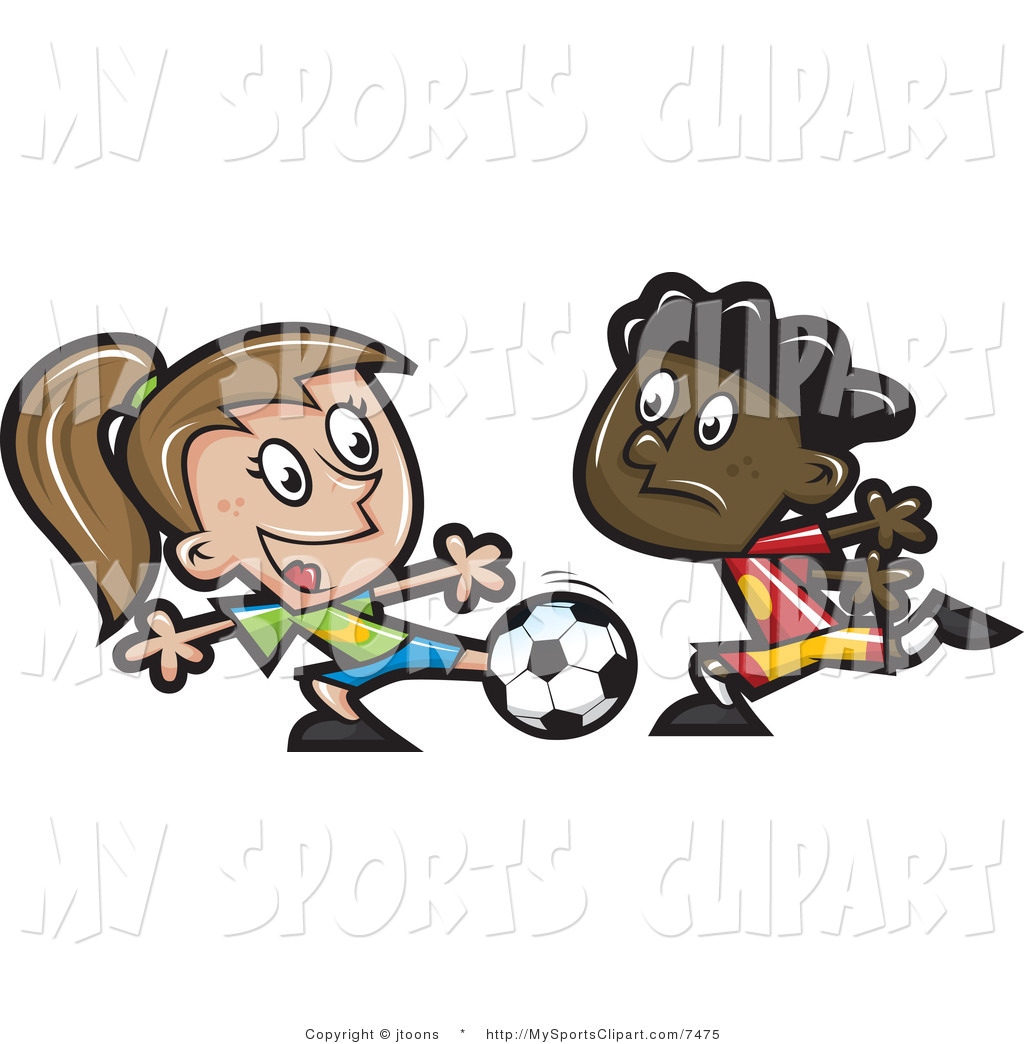 Sports Clip Art Of A Boy And Girl Playing Soccer Together By Jtoons    