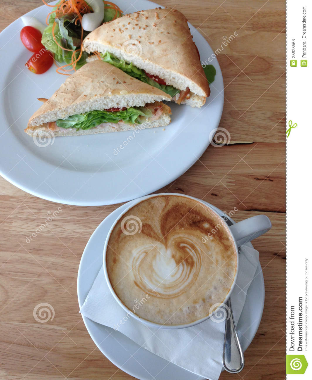 Tuna Sandwich And Latte Coffee Royalty Free Stock Photos   Image    