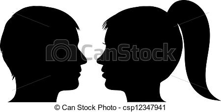 Vector   Man And Woman Face Profile   Stock Illustration Royalty Free