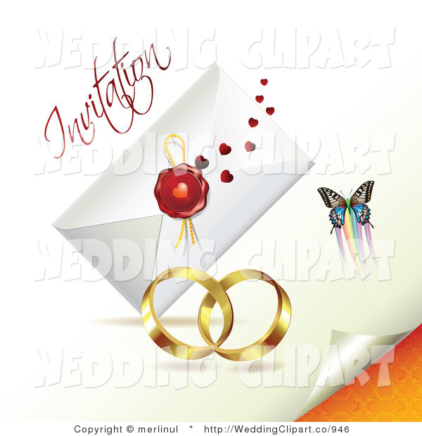 Vector Marriage Clipart Of Wedding Rings With An Invitation Envelope