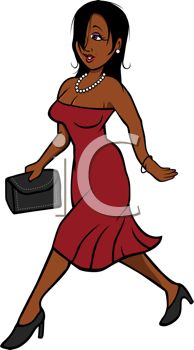 Woman Wearing An Evening Dress Going Out   Royalty Free Clip Art Image