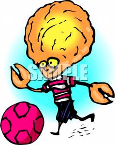 An Alien Boy Playing Soccer   Royalty Free Clipart Picture
