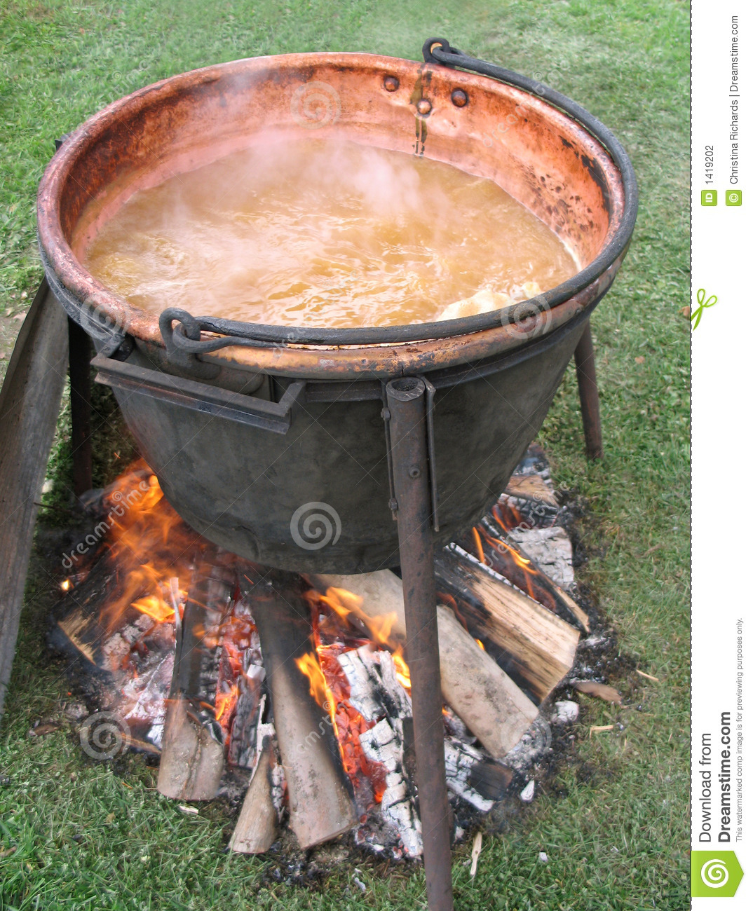 Apple Butter Boiling In An Open Kettle Stock Photography   Image
