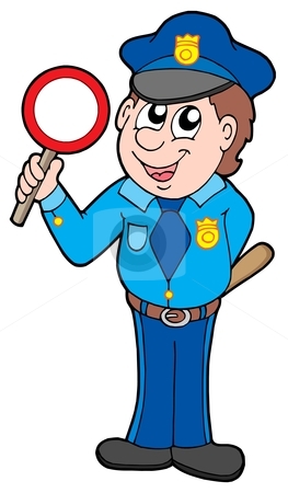 Clipart Cutcaster Photo 100361379 Cute Policeman With Stop Sign Jpg
