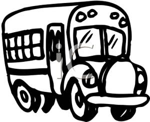 Clipart Image Of Black And White School Bus