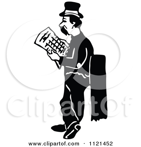 Clipart Of A Retro Vintage Black And White Hobo Man Looking For A Job