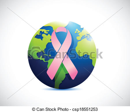 Clipart Vector Of Globe And Pink Support Ribbon Illustration Design