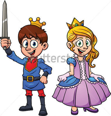 Cute Cartoon Prince And Princess Vector Illustration With Simple