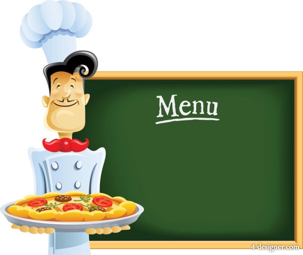 Designer   Cartoon Chef And Waiter Image 05 Vector Material