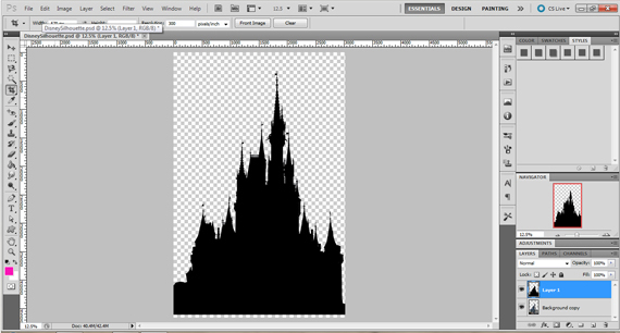 Disney Castle Black And White Silhouette