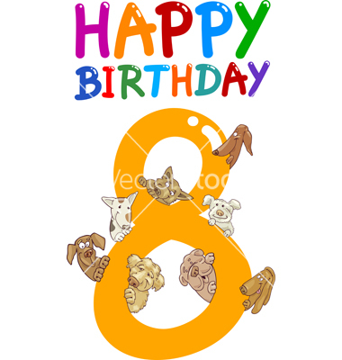 Eighth Birthday Anniversary Card Vector Art   Download Education