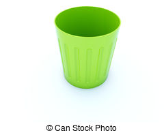 Empty Green Bin Icon Isolated On White Stock Illustrations