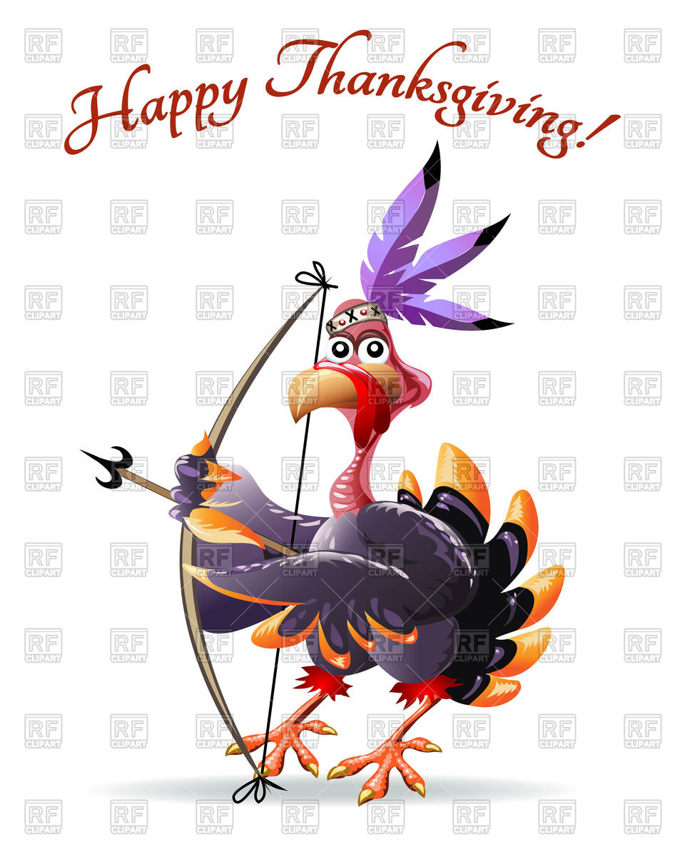 Frame With Cartoon Indian Turkey With Bow And Arrow 60537 Plants And