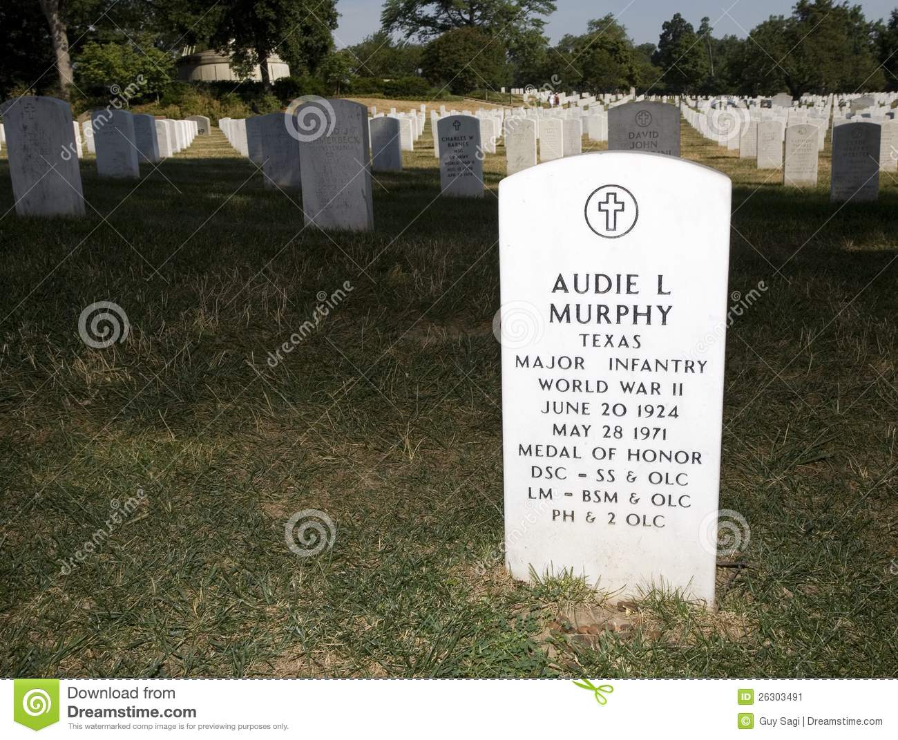 Grave Marker For Audie Murphy In Arlington National Cemetery