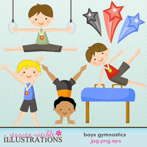 Gymnastics Cute Digital Clipart   Commercial Use Ok   Gymnastics