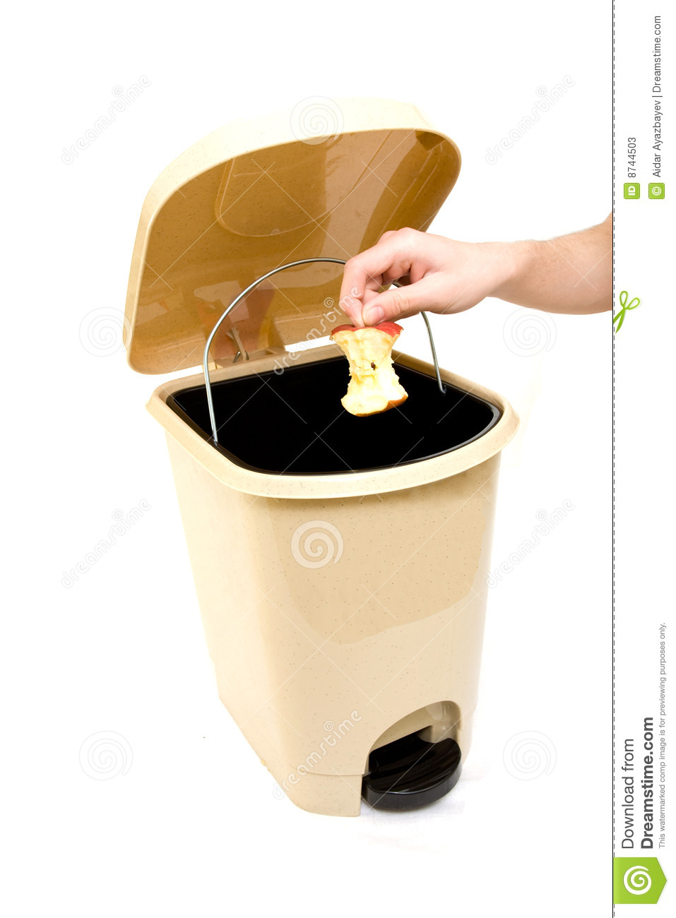 Hand Throwing Apple In Trash Stock Photos   Image  8744503