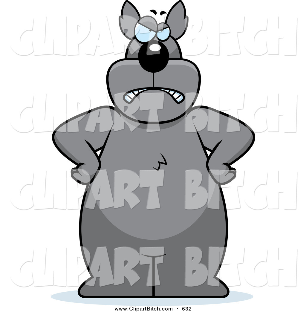 Larger Preview  Clip Vector Cartoon Art Of A Big Gray Wolf Standing On    