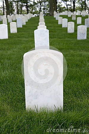     Memorial Cemetery Or Graveyard With A Blank Tombstone Grave Marker