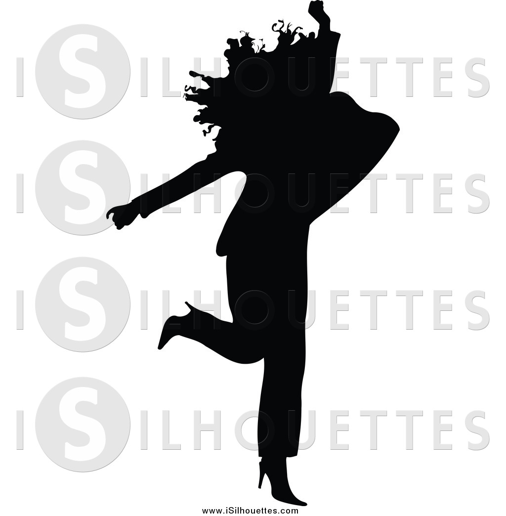 Of A Black Silhouetted Businesswoman Jumping Silhouette Clip Art    