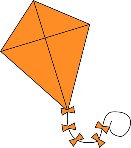 Orange Kite Clip Art Image   Orange Kite With A Tail And Orange