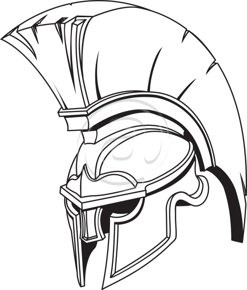 Outline Greek Warrior Helmet Tattoo Design